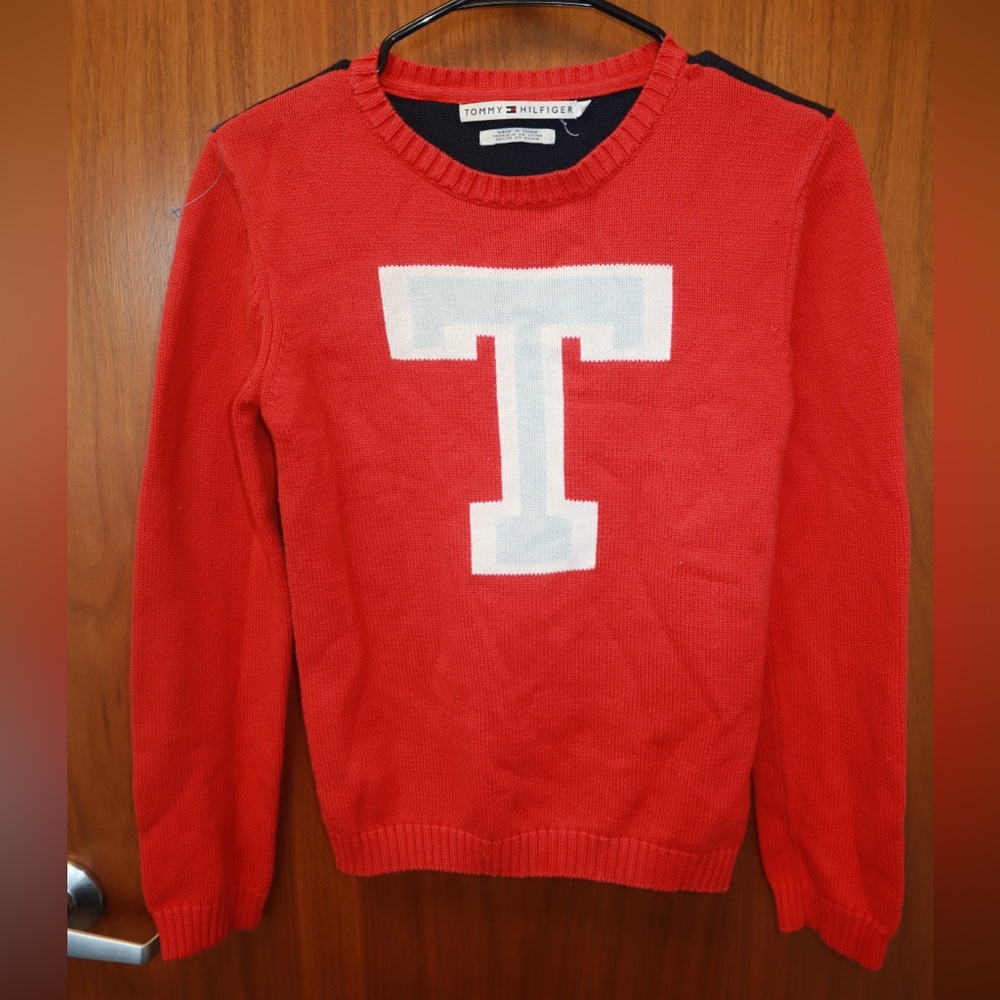Tommy Hilfiger Girls Size Medium Long sleeved red Top / Sweater
